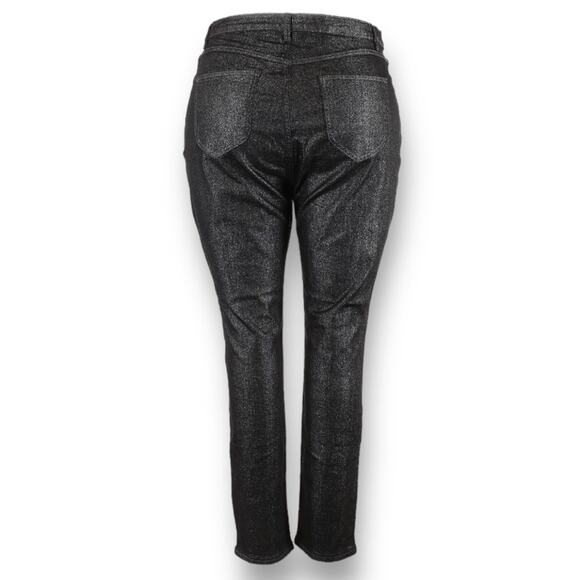 ModCloth Pants Metal Dipped and Dapper Skinny Jeans Black Silver Plus Size 26W - Picture 3 of 12
